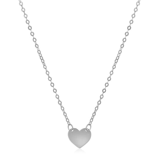 14k White Gold Polished Mini Heart Necklace - Alexandria Jewelry & Company Beverly Hills