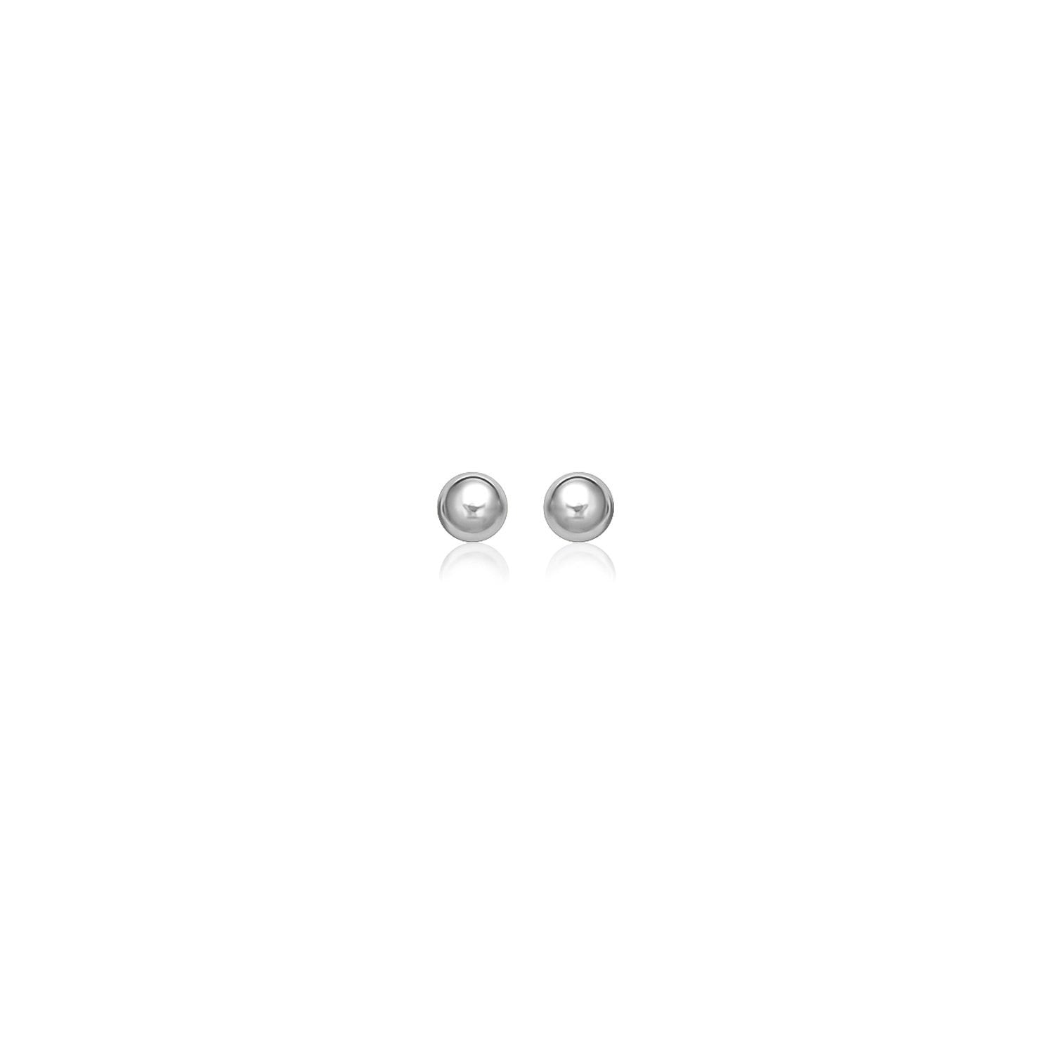 14k White Gold Spherical Stud Earrings (3.0 mm) - Alexandria Jewelry & Company Beverly Hills