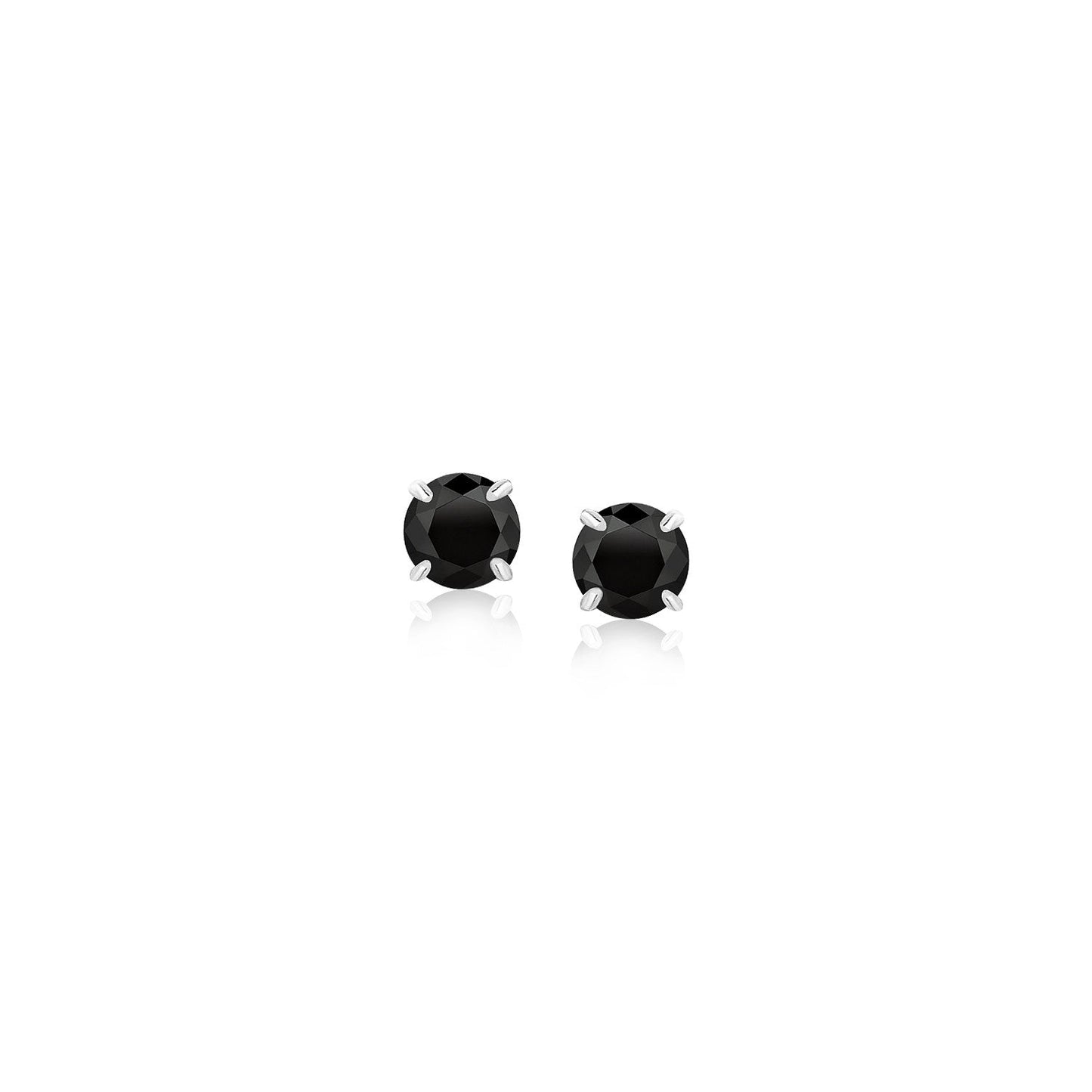 14k White Gold Stud Earrings with Black 4mm Cubic Zirconia - Alexandria Jewelry & Company Beverly Hills