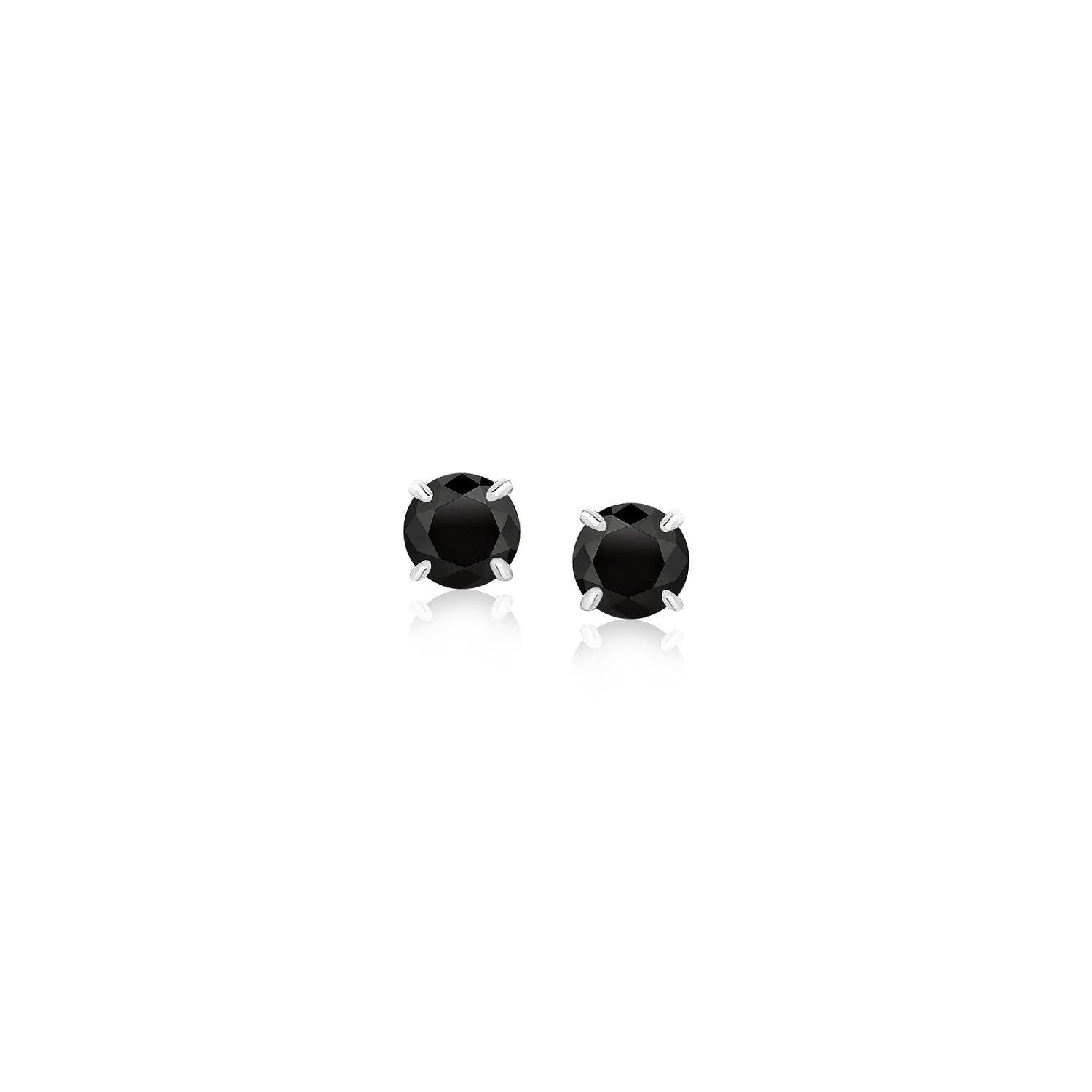 14k White Gold Stud Earrings with Black 4mm Cubic Zirconia - Alexandria Jewelry & Company Beverly Hills