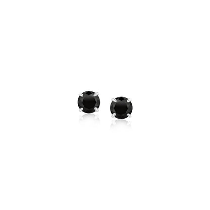 14k White Gold Stud Earrings with Black 4mm Cubic Zirconia - Alexandria Jewelry & Company Beverly Hills