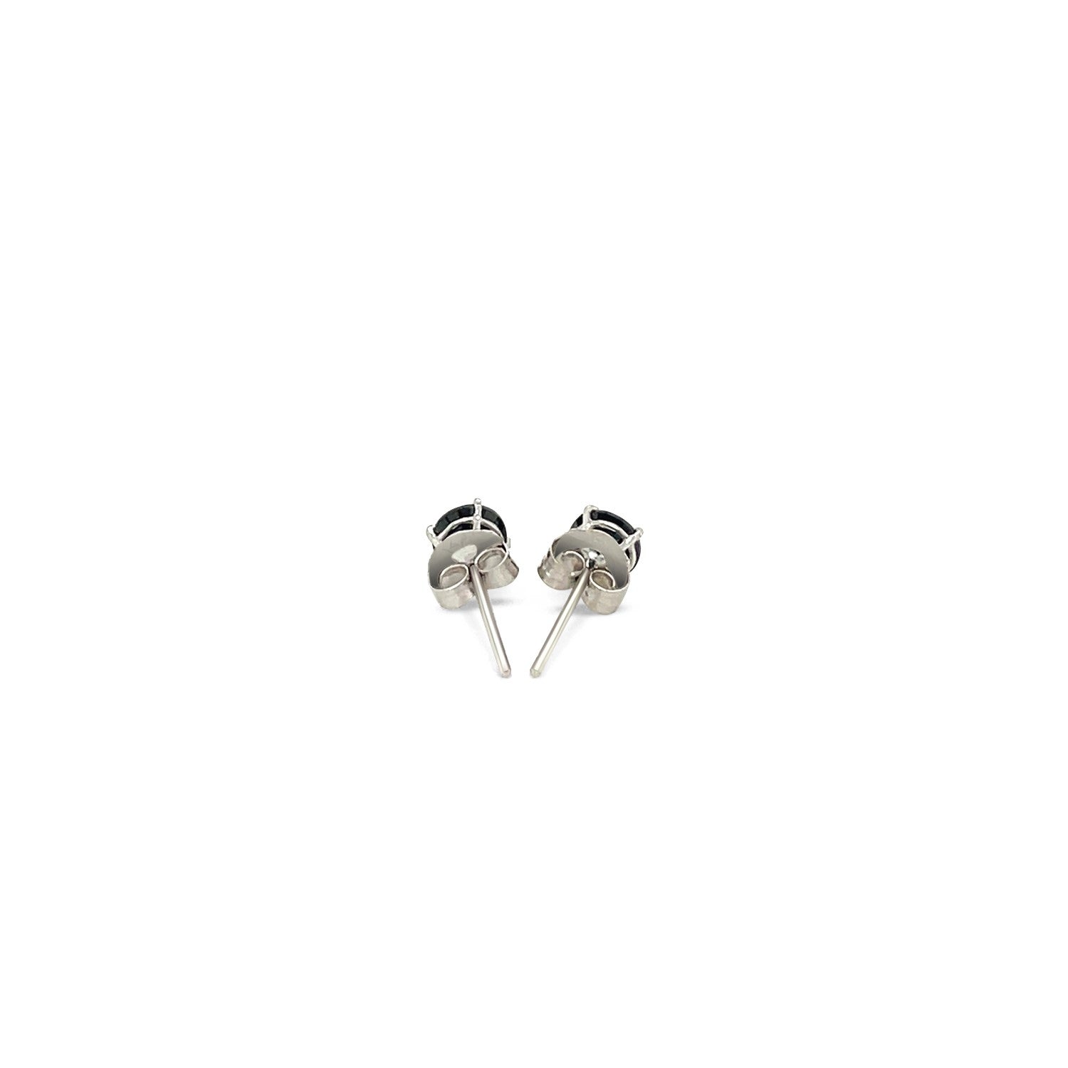 14k White Gold Stud Earrings with Black 4mm Cubic Zirconia - Alexandria Jewelry & Company Beverly Hills