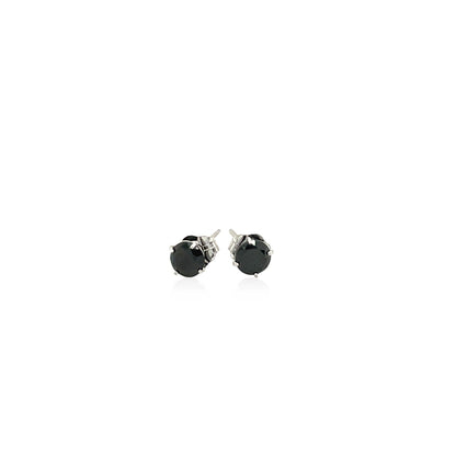 14k White Gold Stud Earrings with Black 4mm Cubic Zirconia - Alexandria Jewelry & Company Beverly Hills