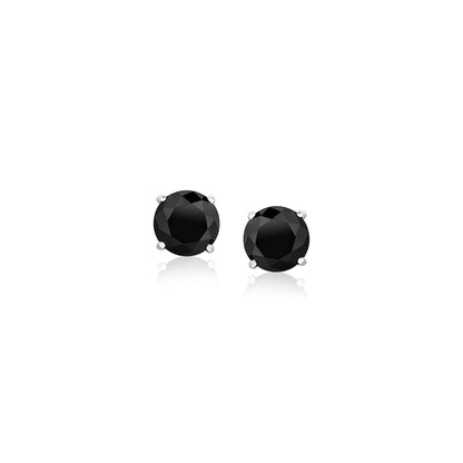 14k White Gold Stud Earrings with Black 5mm Faceted Cubic Zirconia - Alexandria Jewelry & Company Beverly Hills