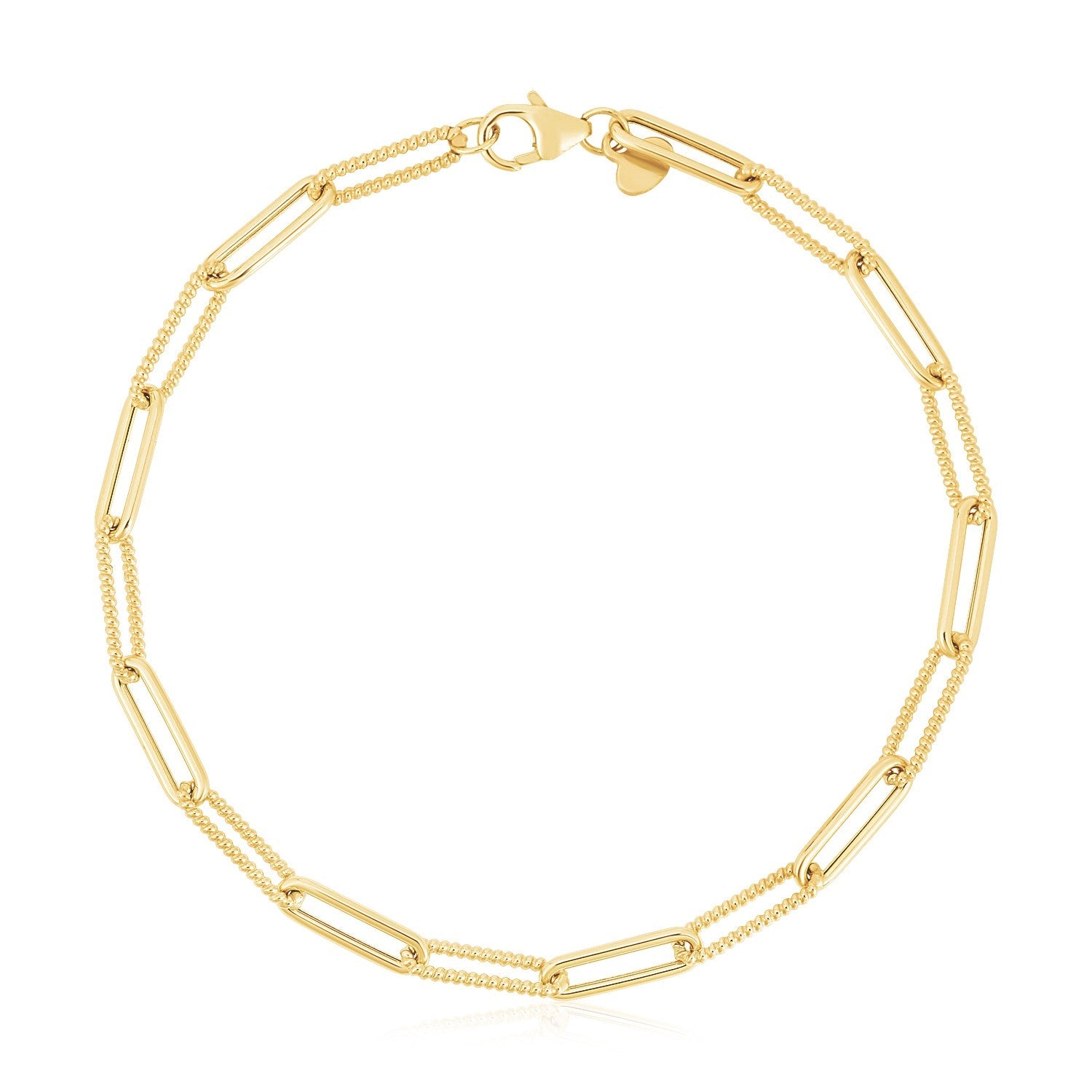 14k Yellow Gold High Polish Alternating Bead Paperclip Bracelet (3.5mm) - Alexandria Jewelry & Company Beverly Hills