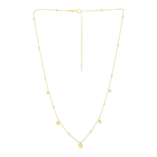 14k Yellow Gold High Polish Beaded Stations Necklace - Alexandria Jewelry & Company Beverly Hills