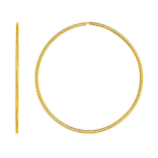 Large Textured Endless Hoop Earrings in 14k Yellow Gold - Alexandria Jewelry & Company Beverly Hills