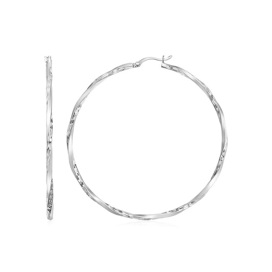 Matte and Textured Twisted Hoop Earrings in Sterling Silver - Alexandria Jewelry & Company Beverly Hills